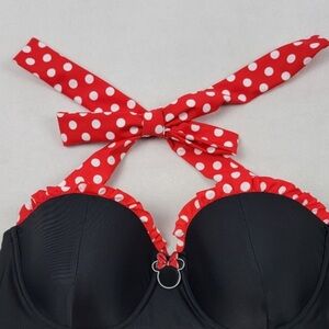 Disney Red and Black Polka Dot Bikini Top NWOT